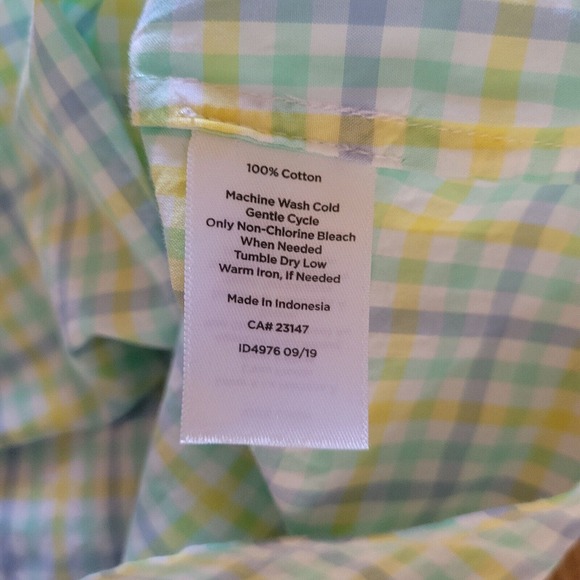 Talbots Top Shirt Womens 1X Petite Blue Yellow Plaid Button Down Casual Career - Picture 8 of 11